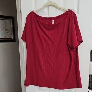 Red/Maroon Women's Ribbed Top